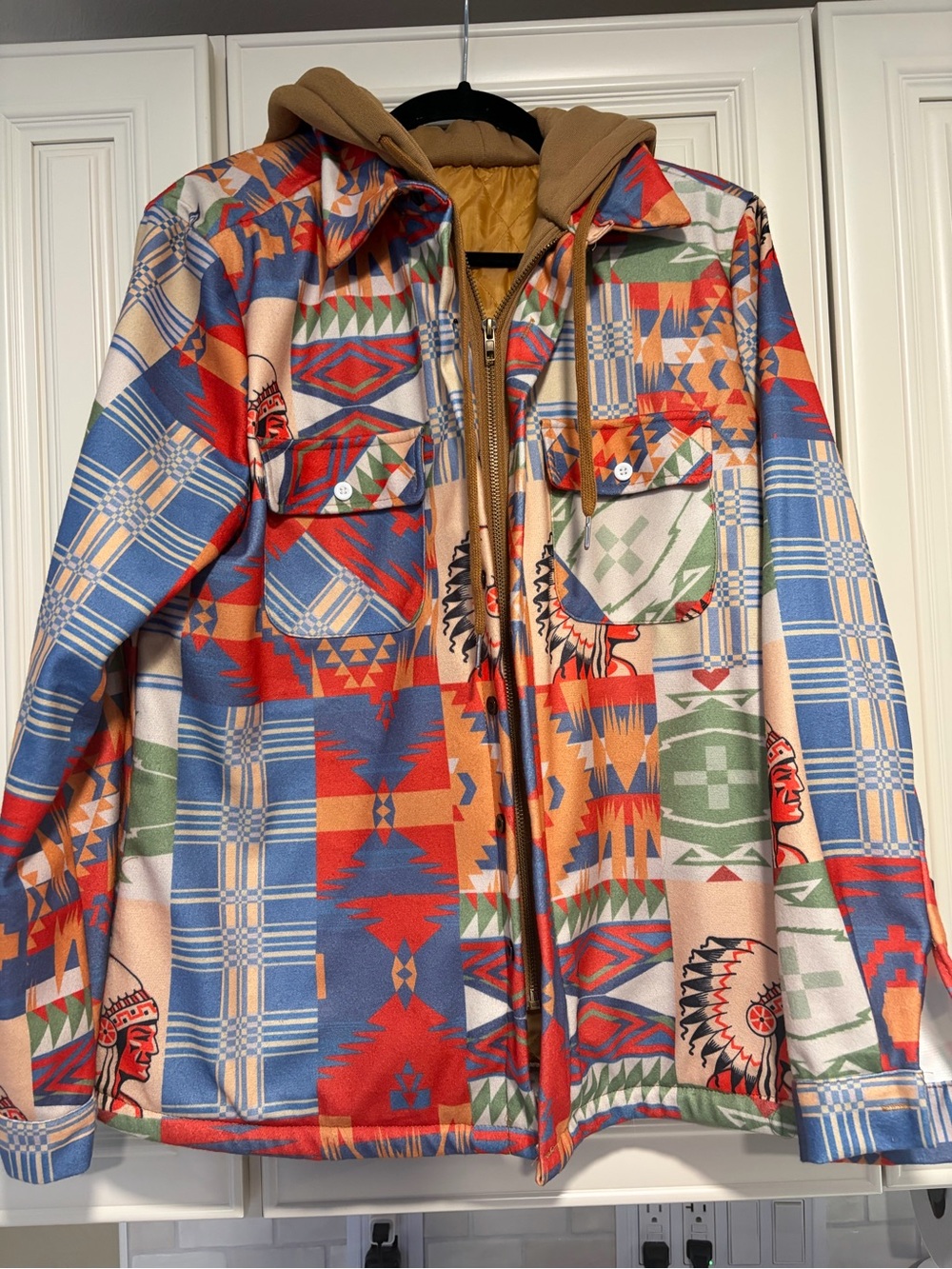 Western Style shirt jacket with hood
